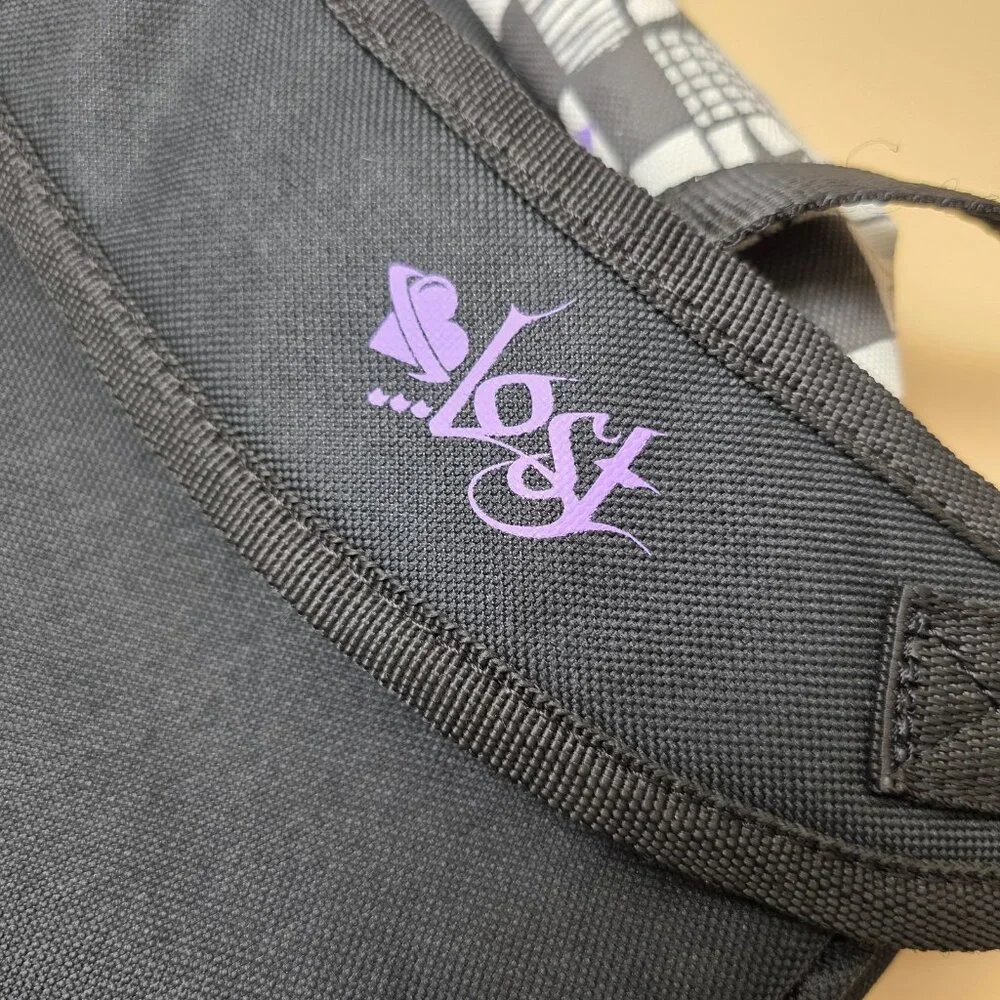 Women's Purple White Black Checkered‎ Lightweight Casual Backpack for Hiking